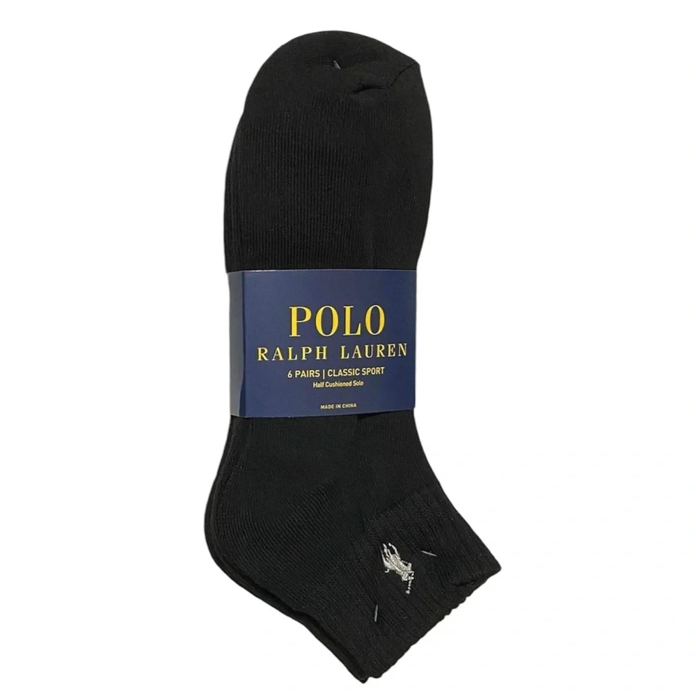 POLO RALPH LAUREN mens Athletic Performance Cotton Ankle Socks - 6pk Size 6-12
